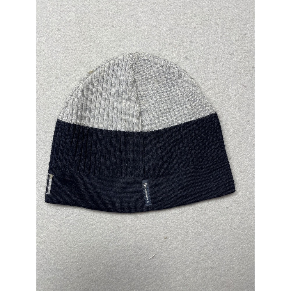 Armani Junior Beanie Ribbed Knit Navy Grey One Size Kids
